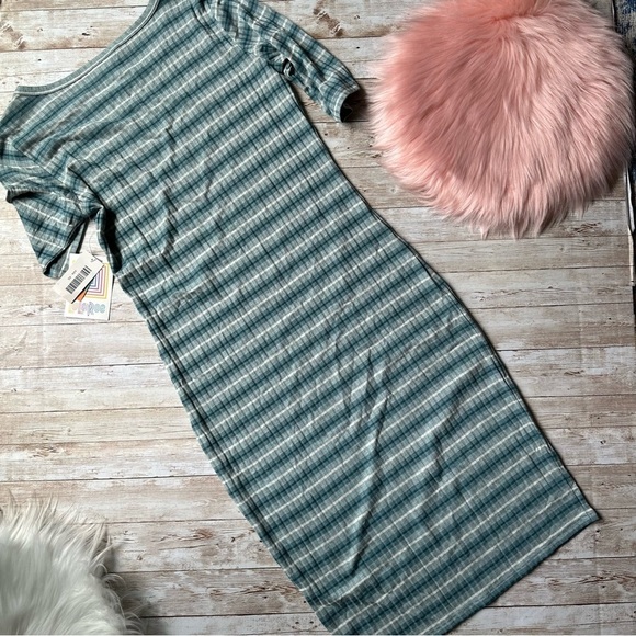 LuLaRoe Julia Dress | size XS (2-4) | Green Striped | NWT - Picture 2 of 6